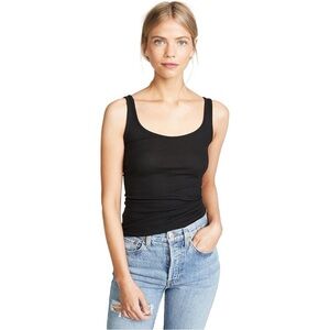 Vince Ribbed White Women's Tank Top Black